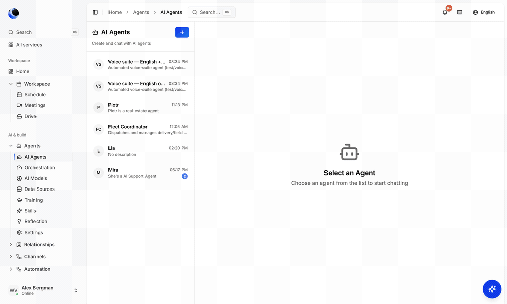 A tour through agents, automations, the service desk, the live map, governance and the inbox